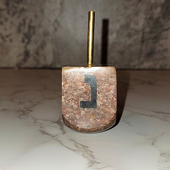 Vintage Soapstone & brass Inlay Dreidel - Picture 2 of 4